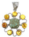 Authentic Sterling Silver Southwest #8 Turquoise And Amber Pendant QX74152